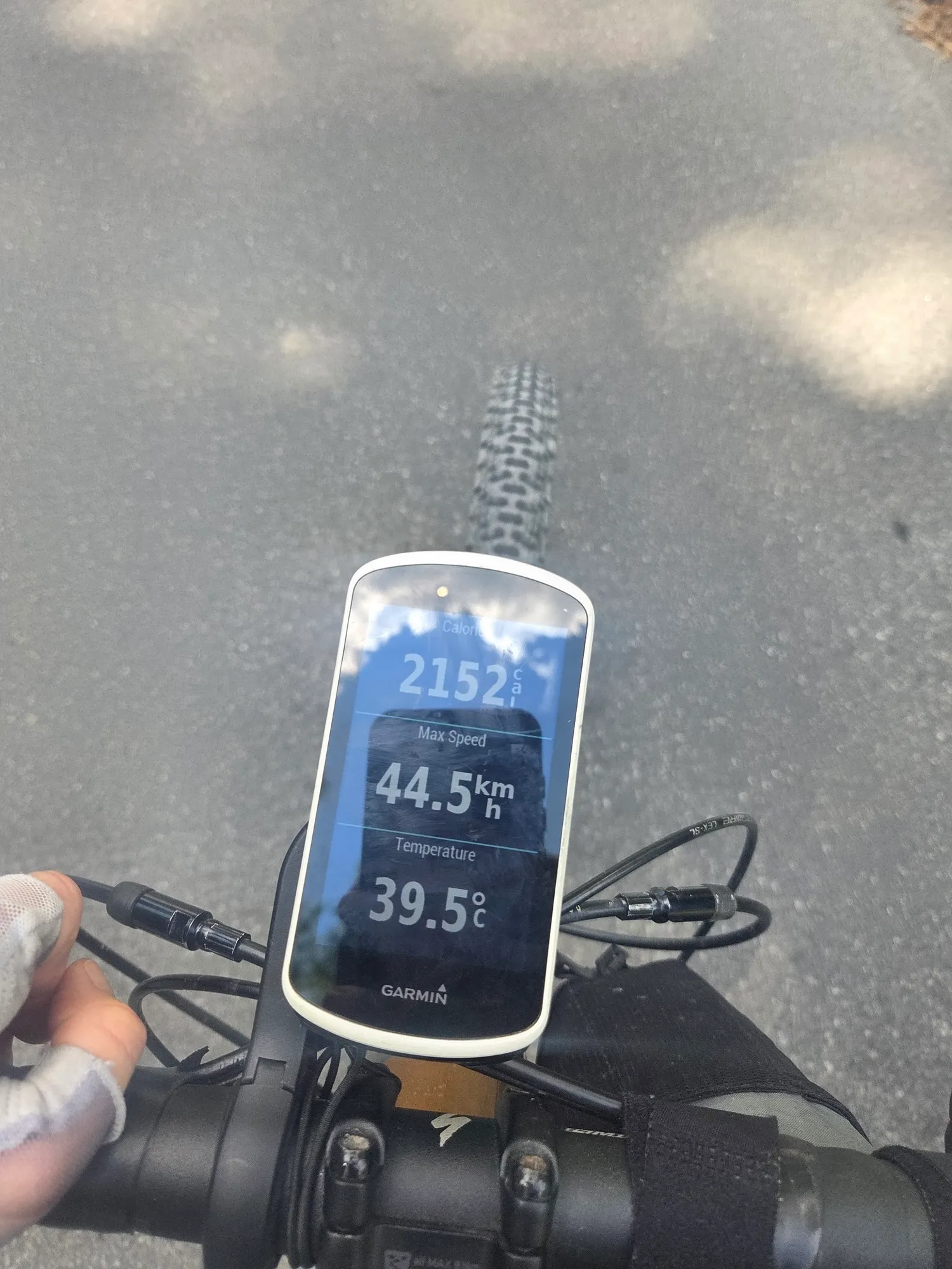 Radcomputer zeigt 39,5 Grad