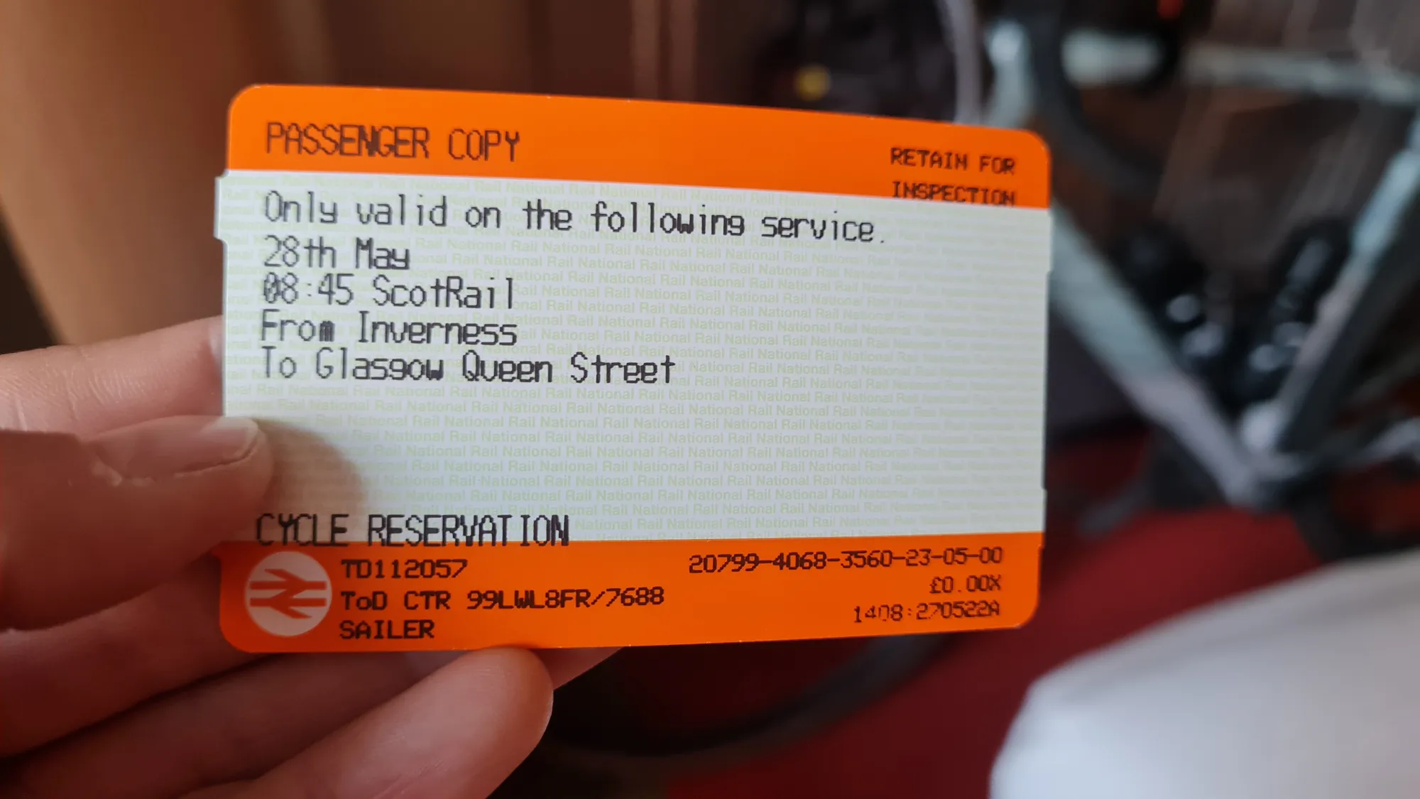 Zugticket von Inverness nach Glasgow mit Radreservierung